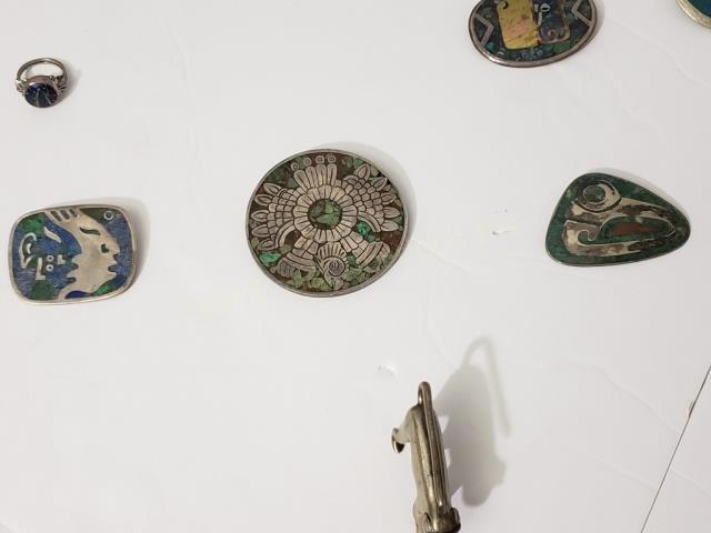 3 Mexican Silver Pins With Inlay Stone (1 of 4)