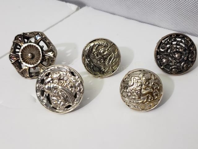 Group of 5 Rings Made From Silver Buttons (1 of 6)