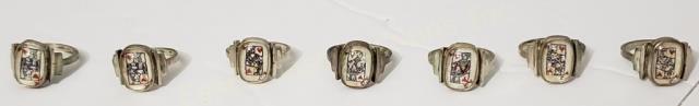 Group of 7 Sterling Rings Playing Card Intaglios (1 of 7)