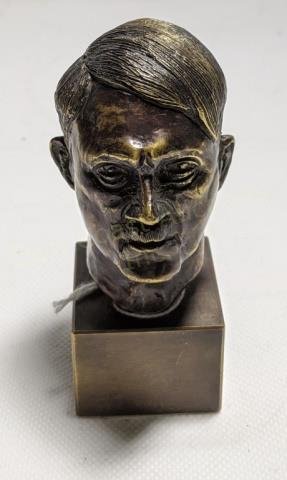 Small Bronze Bust Of Adolph Hitler "RZM".: Bust is 3.75" tall overall, 1" base. Marked "RZM" on reverse. No other marks.