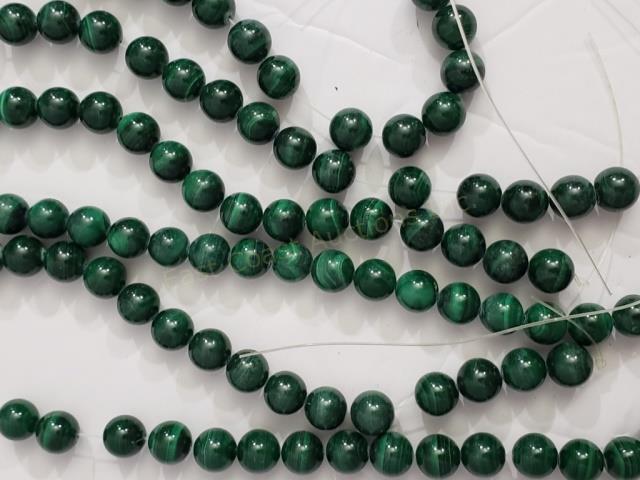 6 Malachite Bead Strands (Not Necklaces): Each strand of malachite is appx. 15.5" long, each bead is appx. 3/8".