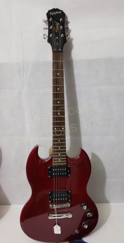 Epiphone Special SG Model Guitar W/ RFX Speaker: A Epiphone Special SG Model, along with a RFX 15 Retrofex CRATE Amplified Speaker. Also with a soft carrying case.