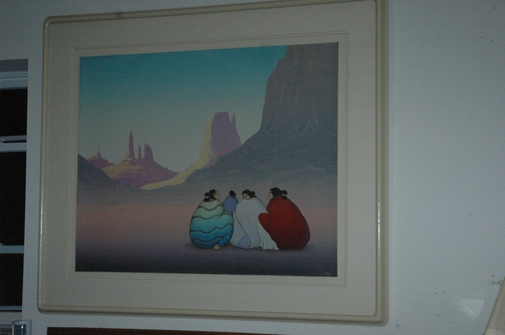 R.C. Gorman Lithograph: " Monument valley " Artist's proof, pencil signed lower left. in large contemporary frame sight 29" x 36". Gorman is considered to be one of the finest contemporary artists of the American South West.