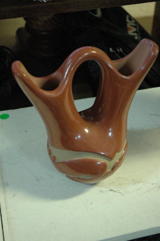 Mary Cain Wedding Vase: 9" x 8" Signed Mary Cain wedding vase Santa Clara Pueblo
