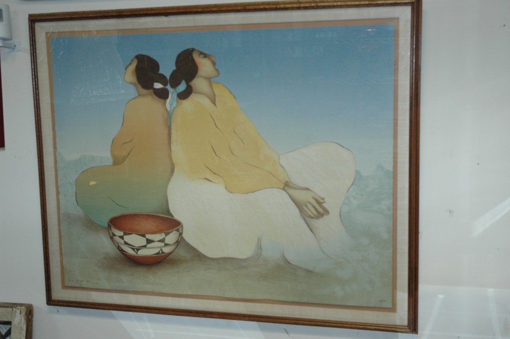 R. C. Gorman 1581 artist proof: large, 2 Native American women taking an afternoon siesta sight 38x29 signed lower right