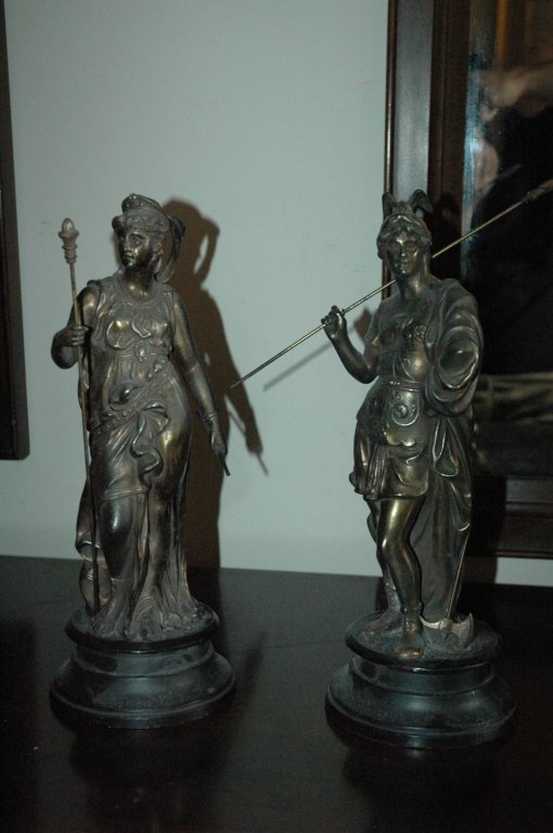 Pair of Brass roman statues: 14 " tall
