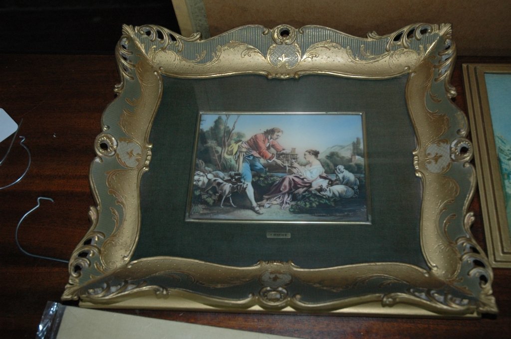 Rococo Style Painting Signed: Stunning frame. F. Boucher name tag under picture on frame. Signed Boucher, Francois (15"x13")
