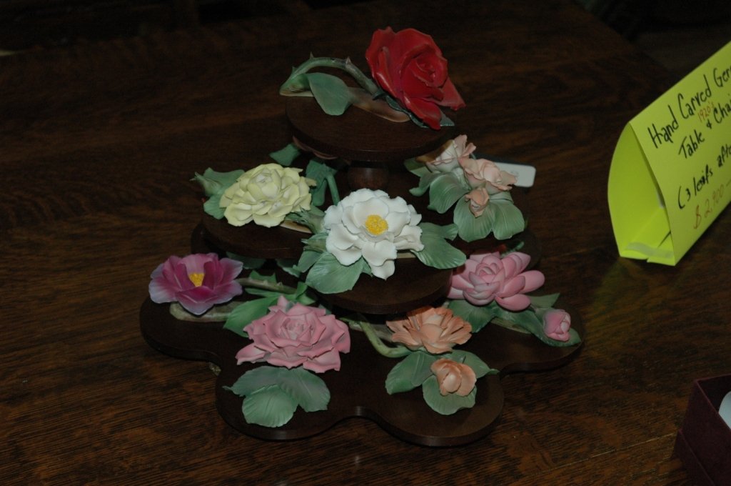 Porcelain Capodimonte "American Beauty" Collection: 12 Months of roses Flower Collection. 13 piece set with stand. Some roses have damage.