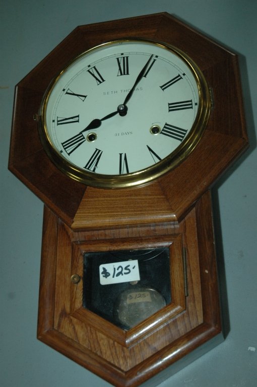 Seth Thomas 31 day Wall Clock: 19x12x4