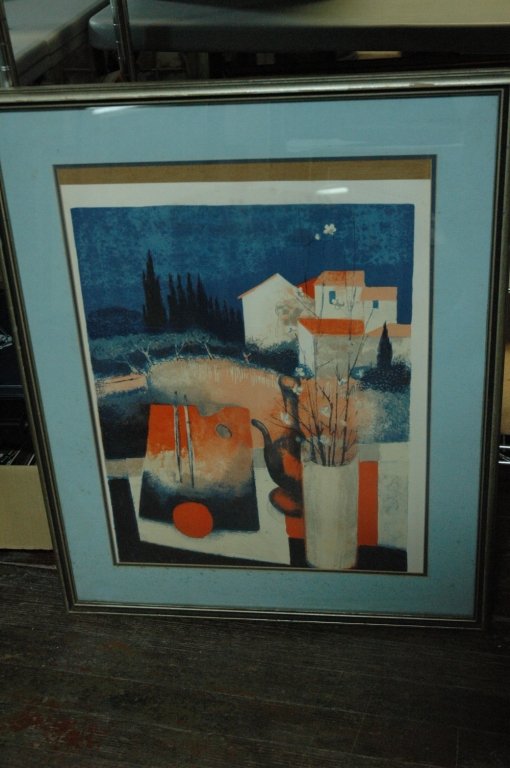 肉筆画 Pierre Bisiaux French 「白い壺」 サイズ15F