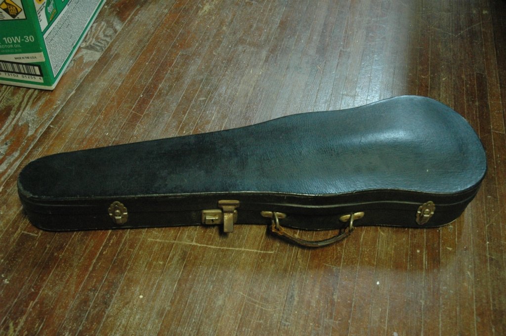 Antique Violin & Bow, Bow Adolf Berger: Violin Labeled "Antonius Stradiuarius Cremonensis / Faciebat Anno 1703". In older hard case with green lining. Bow labeled "Adolf Berger". 22" long