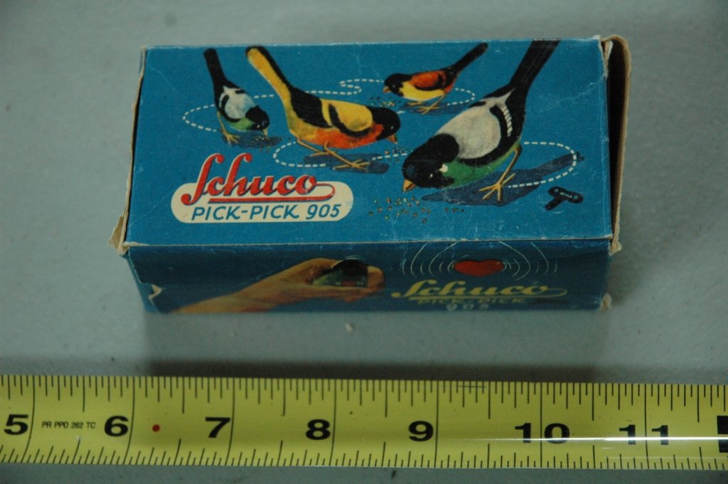 Vintage Schuco Wind Up Bird Pick Pick 905: Comes with original box and key.