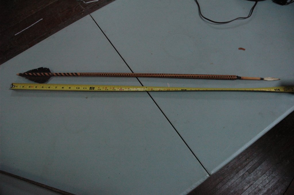 Native American throwing short spear: Used to hunt small game this is a re-pro made by native Americans. 37" long with bone arrow tip.