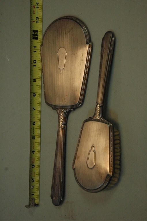 Sterling silver vanity set: Sterling Hand mirror 12.75" and large comb 9.5".