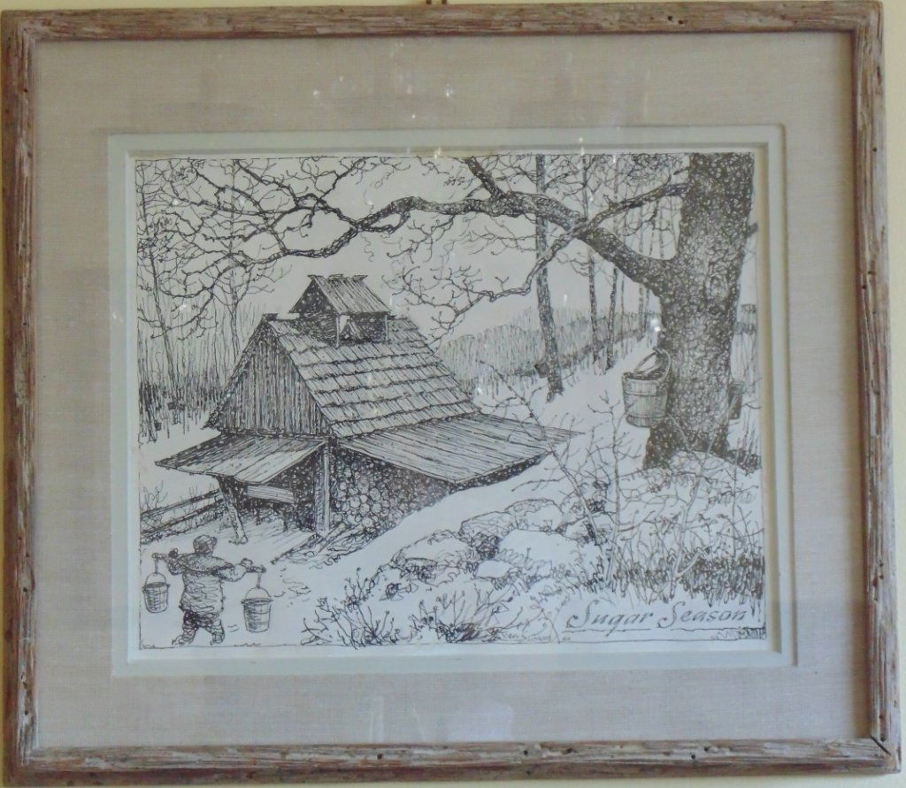 Eric Sloane (1905-1985) Sugar Season: Pen ink and pencil on paper13.5"x16" framed 20"x24"Notes: A second unfinished sketch appears verso