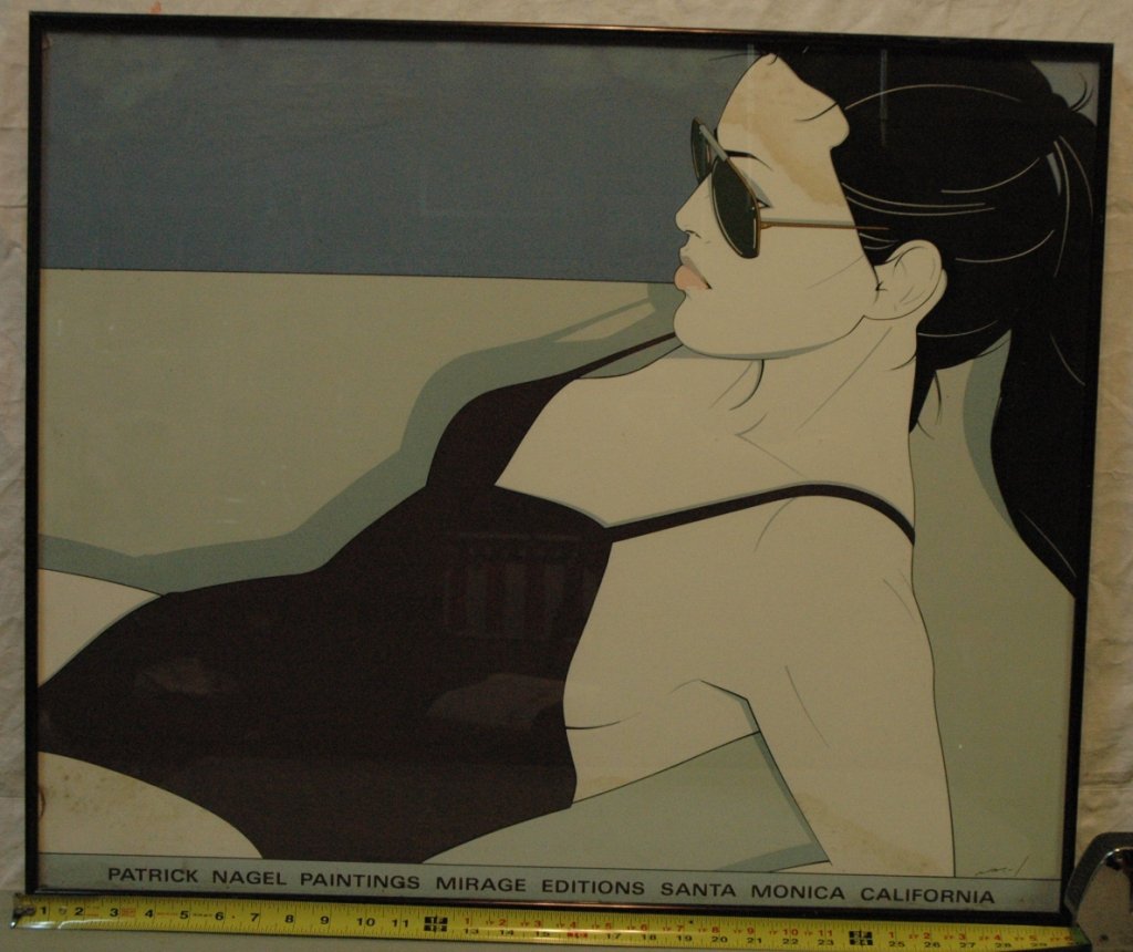 1982 Patrick Nagel Santa Monica show poster: Framed: 30 5/8 x 25 5/8 As is