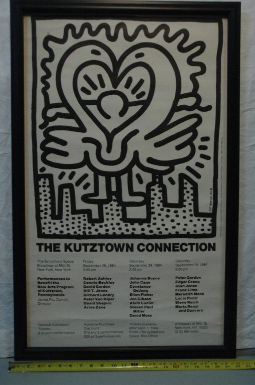 Keith Haring, "The Kutztown Connection" poster: Artist: Haring, Keith (American 1955-1990) Title: "The Kutztown Connection" Date: 1984, 1987 Medium: Signed poster print Dimensions: 33 x 20 inches Edition Number: not stated Provenance: 1984 New Arts