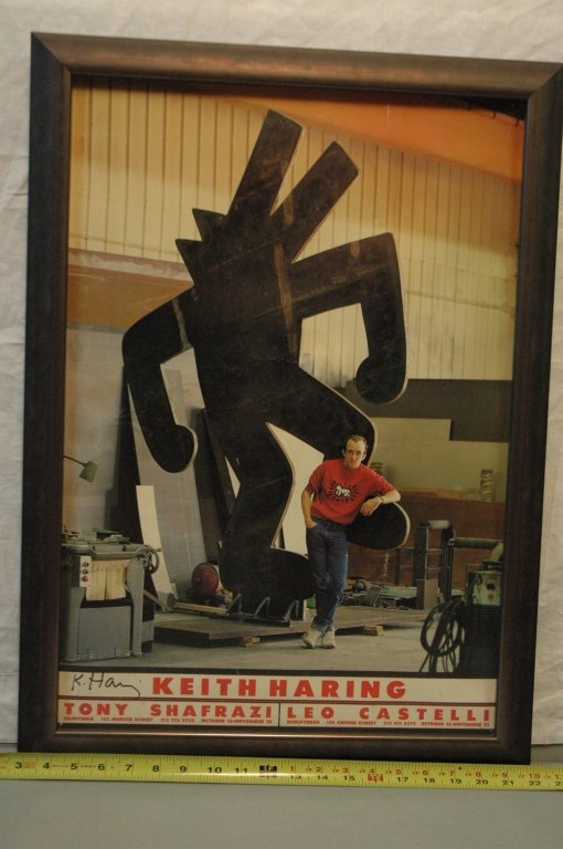 Keith Haring Exhibition Poster SIGNED: Designer & Manufacturer: Keith Haring Markings: signed Country of Origin & Materials: American; poster Additional Information & Circa: Exhibition poster, H.H.A. Design, Tony Shafrazy-Leo Castelli; 198