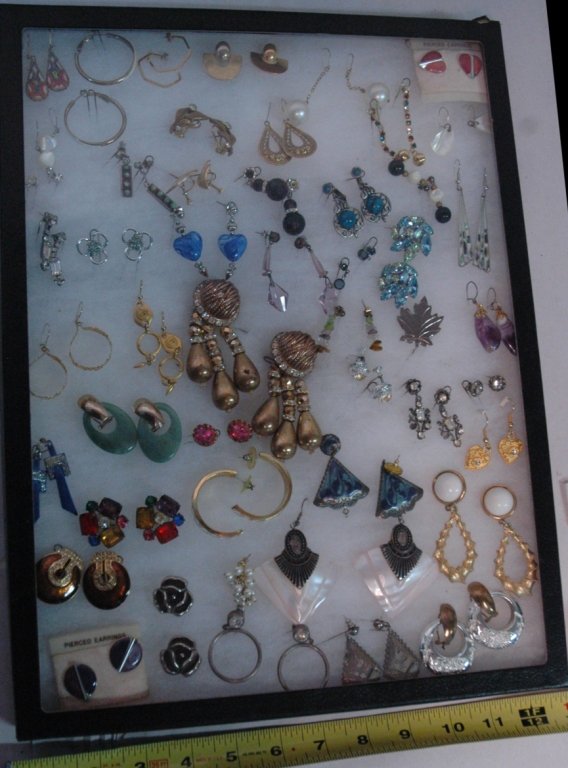 Designer costume earrings: Over 30 pairs including a micro mosaic, Monet, Goldette, Avon, Weiss, and more