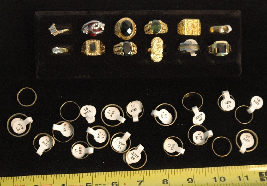 Gold Tone rings !!!!!!!!!: 31 total, with 11 Designer rings with stones,
