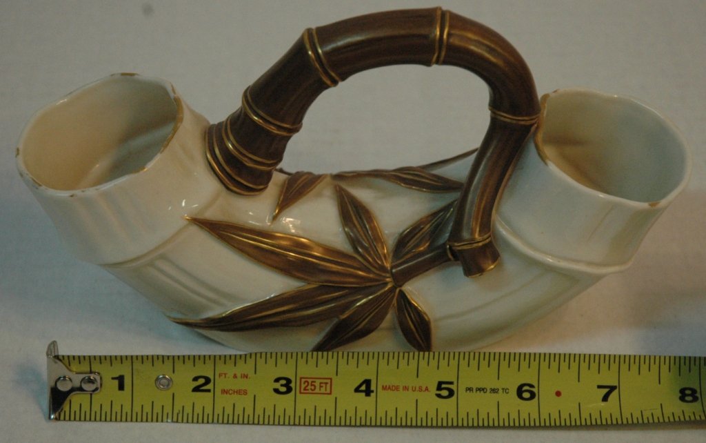 Royal Worcester Porcelain Company Limited basket: 150 Vase, u-shaped basket with handle, porcelain, Royal Worcester Porcelain Company Limited, England, 1881-1882 8" X 5" X 2"