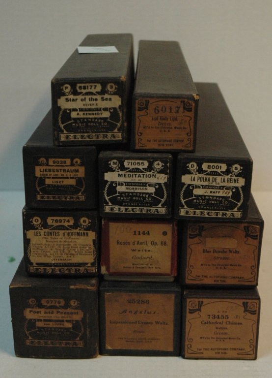 Collection of Player Piano Rolls (11): Blue Danube Waltz , " Roses d'Avril ", " Impassioned Dream Waltz, " Star of the Sea ", " Les Contes d'Hoffmann, " Poet and Peasant ", " La Polka De La Reina ", " Lead Kindly Light ", " Libestraum ", "