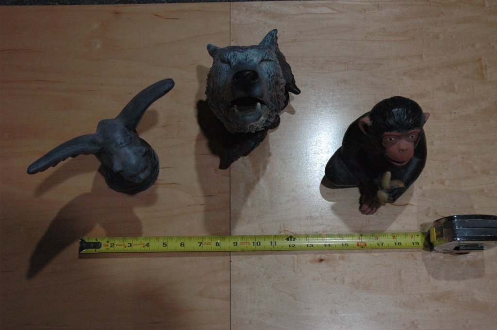 3 Incense holders: One Gargoyle 8" tall One Monkey 8" tall one howling wolf 10"