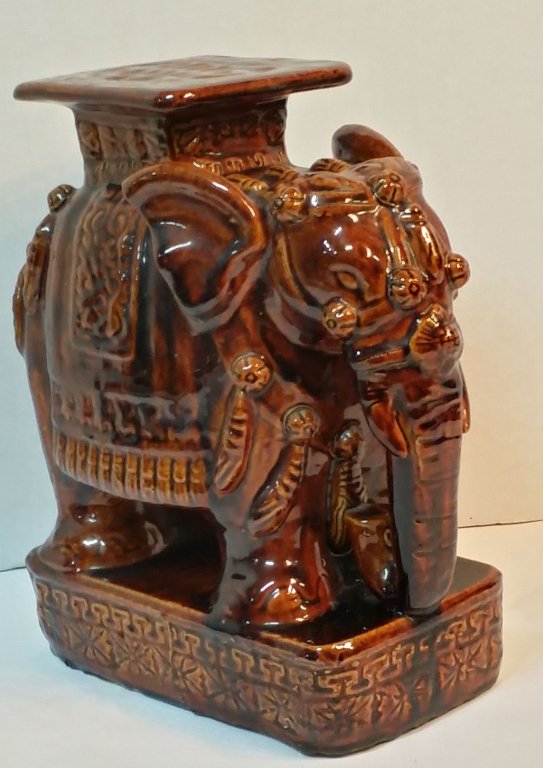 A Brown Glazed Elephant Plant Stand (?)
