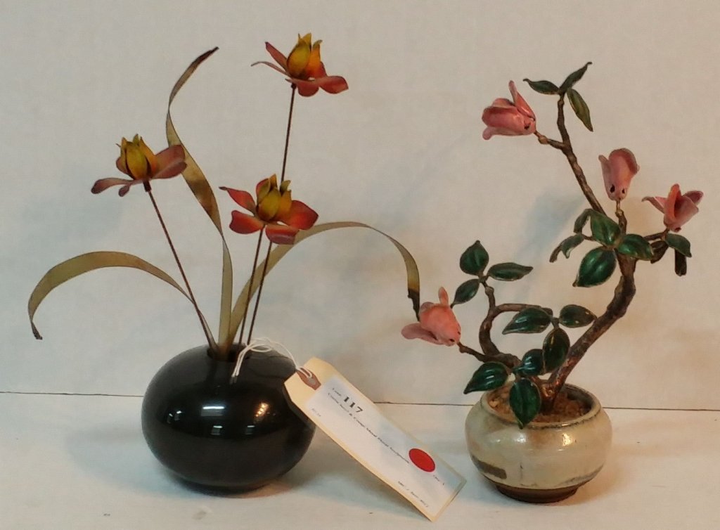 Curtis Jere? & Crespi Metal Floral Sculptures: Aprox. measurements Curtis stands 11"Crespi stands 10.5"