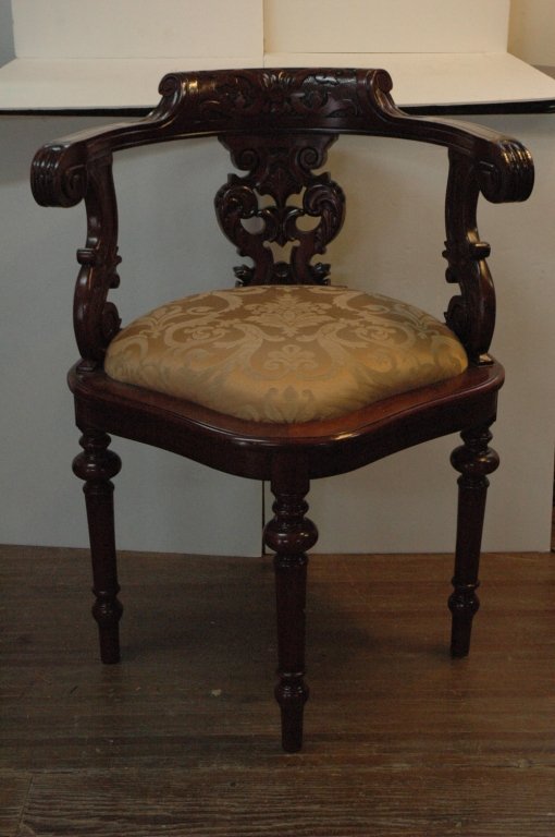 Chinese Hardwood Corner Chair: 33" X 24" Deep X 21" seat height