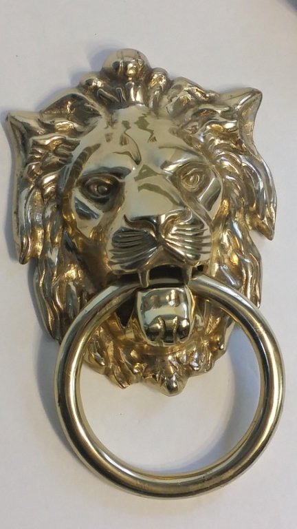 Heavy Brass Lion Head Door Knocker: 9" X 6"