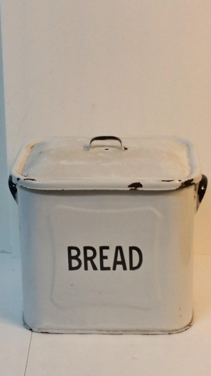 Old English Porcelain Bread Box: White with lid.