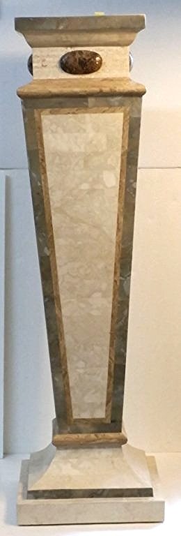 A Maitland Smith Inlaid Stone Pedestal: A fine quality inlaid stone pedestal from Maitland Smith. 44" tall x 11" square top. Excellent condition.