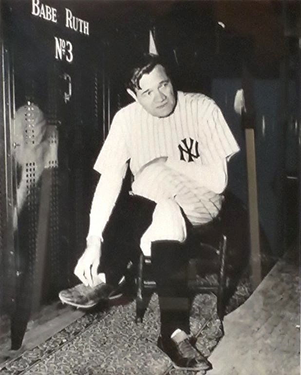 Nat Fein Babe Ruth Photo.: Babe at his locker. Signed Nat Fine lower right, numbered 37/250.