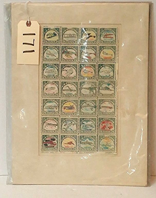 Antonio Frasconi (1919-2013), "In The Day": Color woodcut, signed and numbered (6/25), "Mail Early In The Day", appx. 14" x 8". Matted, not framed, in protective sleeve. With NY Times obituary for Mr. Frasconi.