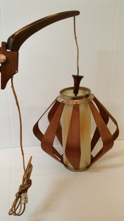 1 Danish hanging light fixture with wall mount: The fixture is 14" tall