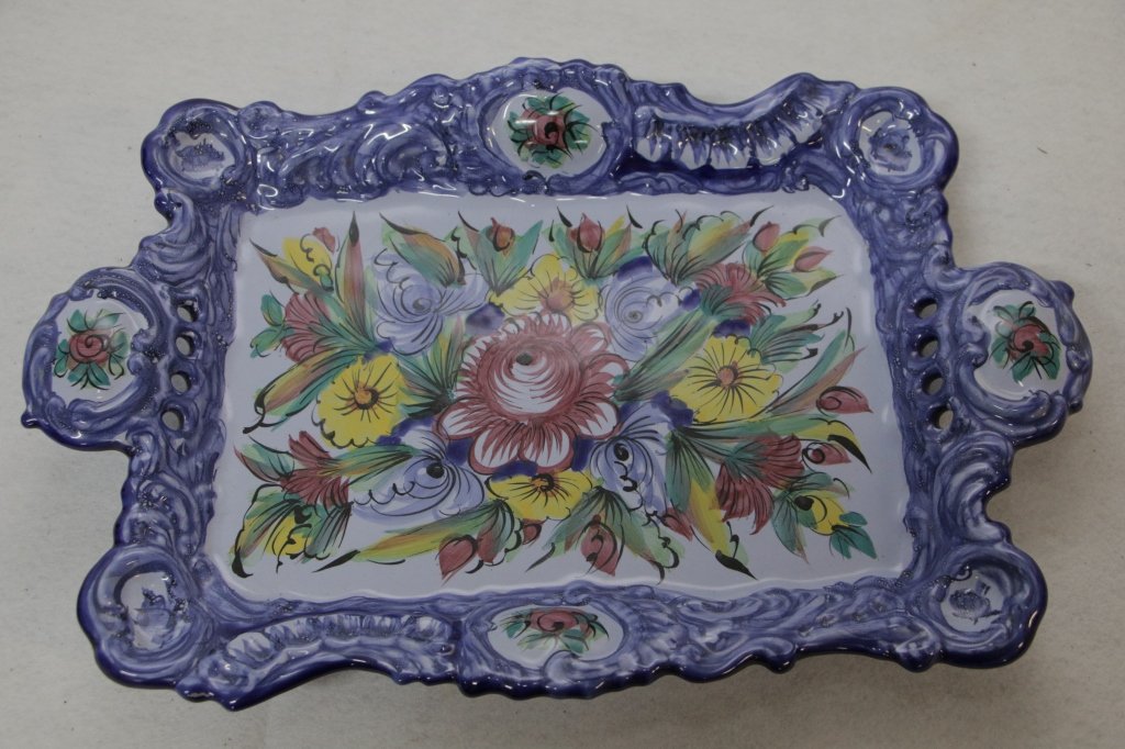 Hand Painted Platter " Vestal Alcovaca " Portugal: 12" X 18.25"