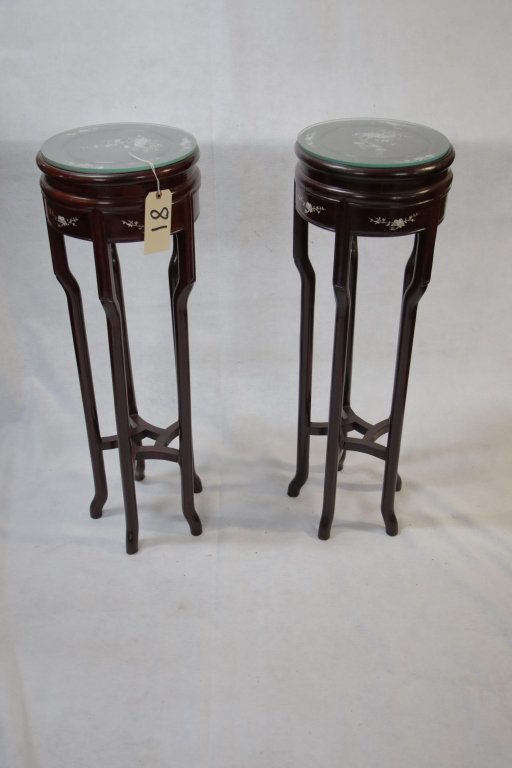 Pair of Rosewood Inlaid with Mother of Pearl: Sanding 36.5" X 13" diameter.