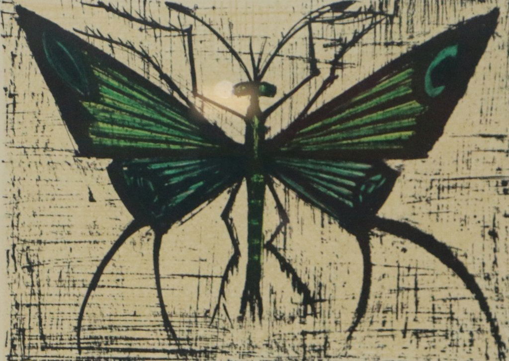 Japanese Woodblock /. Possible Bernard Buffet.: Bernard Buffet was a French painter of Expressionism and a member of the anti-abstract art group "L'homme Témoin"Sight size 8.5" X 6.25"