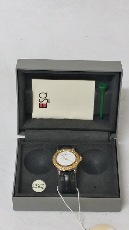 ESQ Swiss Ladies Watch; From the Movado Co.: Unique Golf design, in the box.