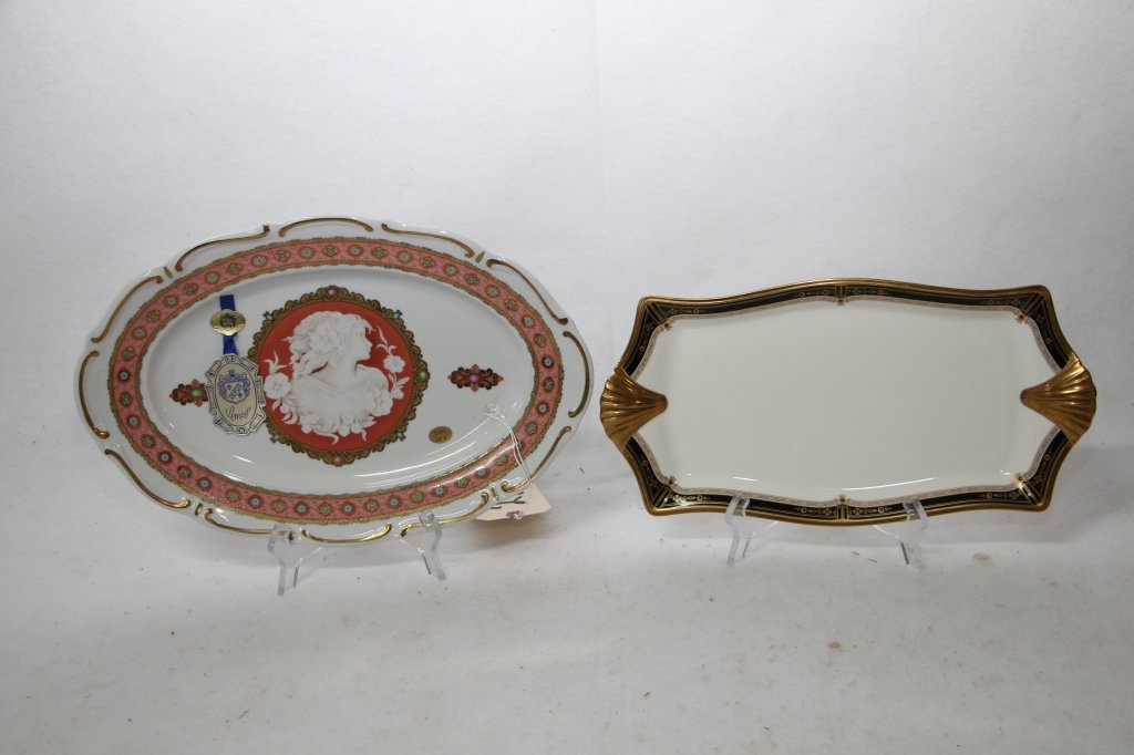 Limoges Hand Painted Portrait Cameo & Noritake: The Limoges is 10" X 15", and the Noritake is 14" X 7.25".