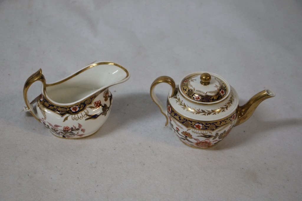 2 Antique Spode Porcelain Pieces; Teapot & Creamer: Sugar & creamer, marked on the bottom.
