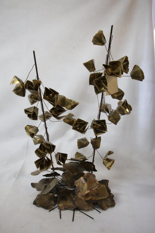Table Top Curtis Jere Metal Flowere Sculpture: Possible roses, 33" X 14" X 21"