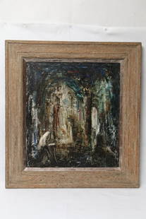 Zvi Raphaeli (1924-2005) Oil On Canvas: "The Ari Synagogue In Safed", 29" x 25.5", Safrai gallery label verso. Titled verso, signed in Hebrew lower left. Heydenryk frame, overall framed size 39" x 35.5". A large and important Zvi Raphaeli.