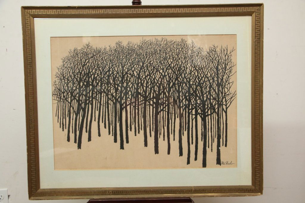 Ben Shahn Original? "Woods": Signed din the lower right, 18.25" X 25.5"