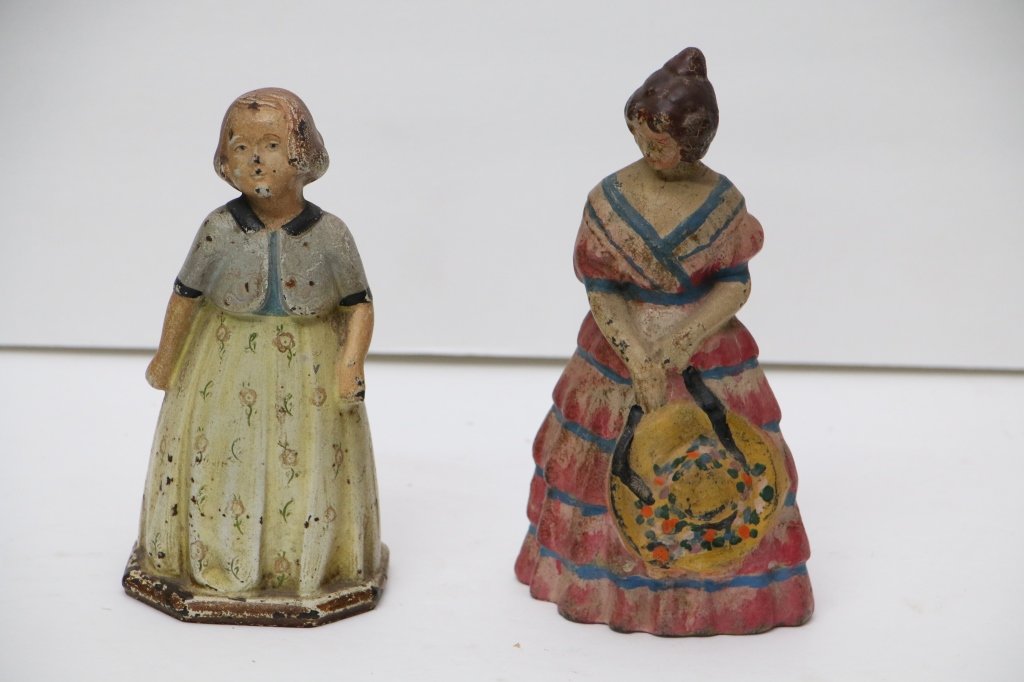 Hooped Dress Women Door Stop & Other: The pink hooped dress lady is 8" and the other lady is 7.25"