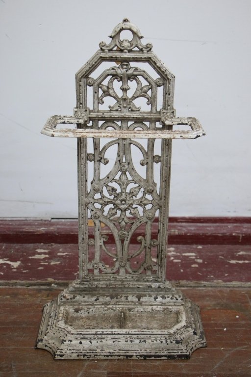 Antique Iron Umbrella Stand: 27" tall.