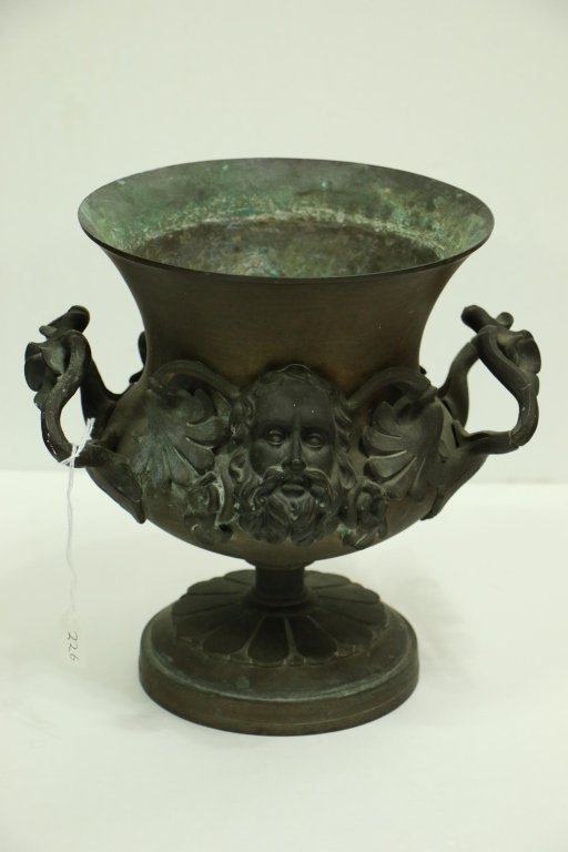 Decorative Bronze Handled Urn; High Relief (1 of 3)