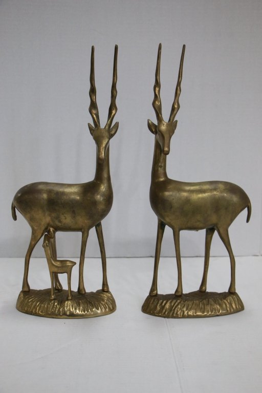 Pair of Mirroring Bronze Gazelles (1 of 3)
