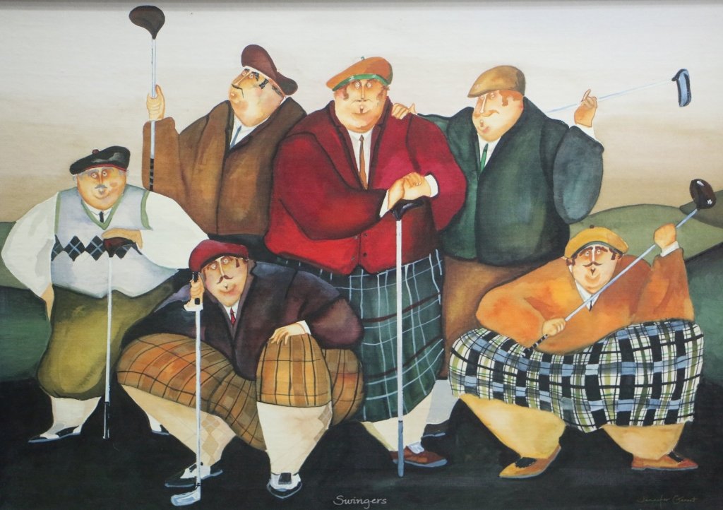 Swingers Fat Golfers Glossy Litho: Signed Jennifer Garant, framed 20.75" X 28.75"
